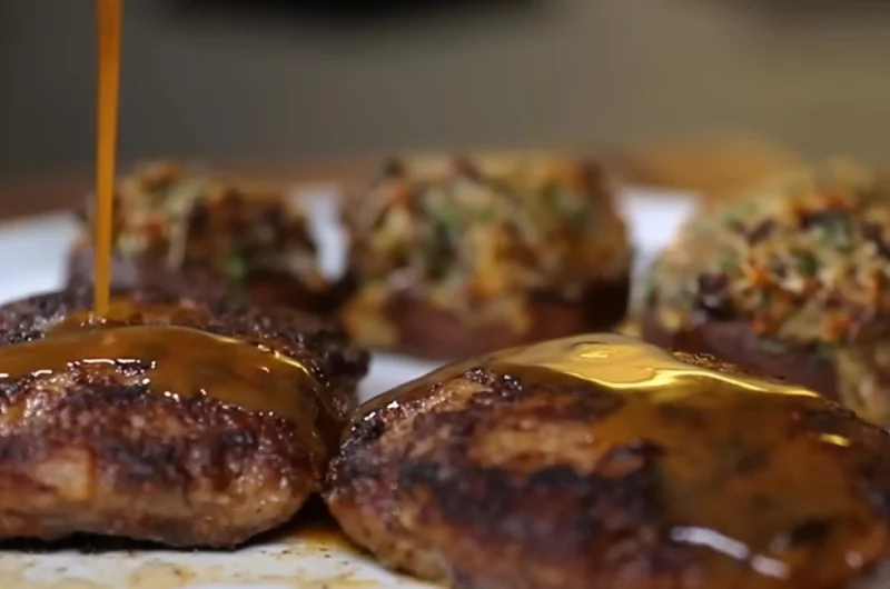Julia Child's Hamburger and Stuffed Mushrooms